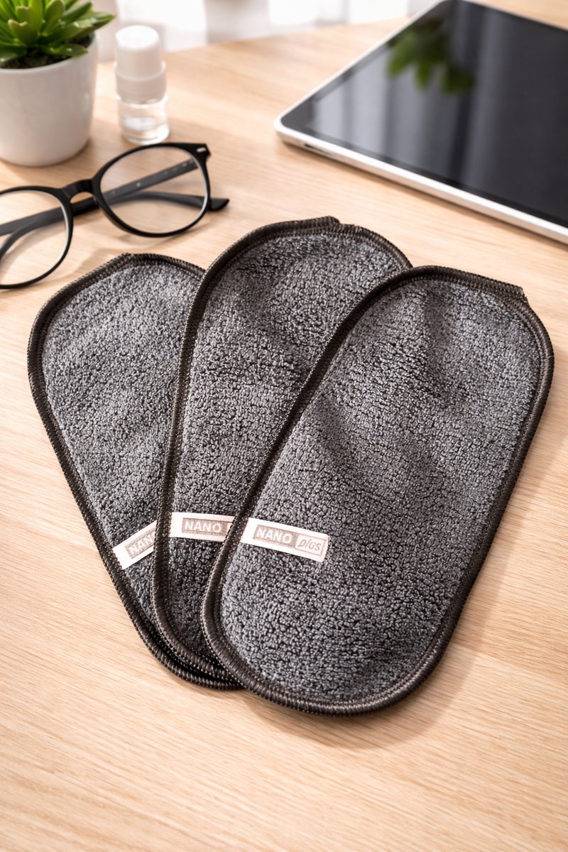 3x Nanoplus Brillendoekjes/Nanodoek/Brilpoetsdoekjes/Zwart