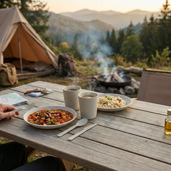 MARULK Picknickset, kampeer servies met opbergzakje - 21-delig van Merkloos — afbeelding 3