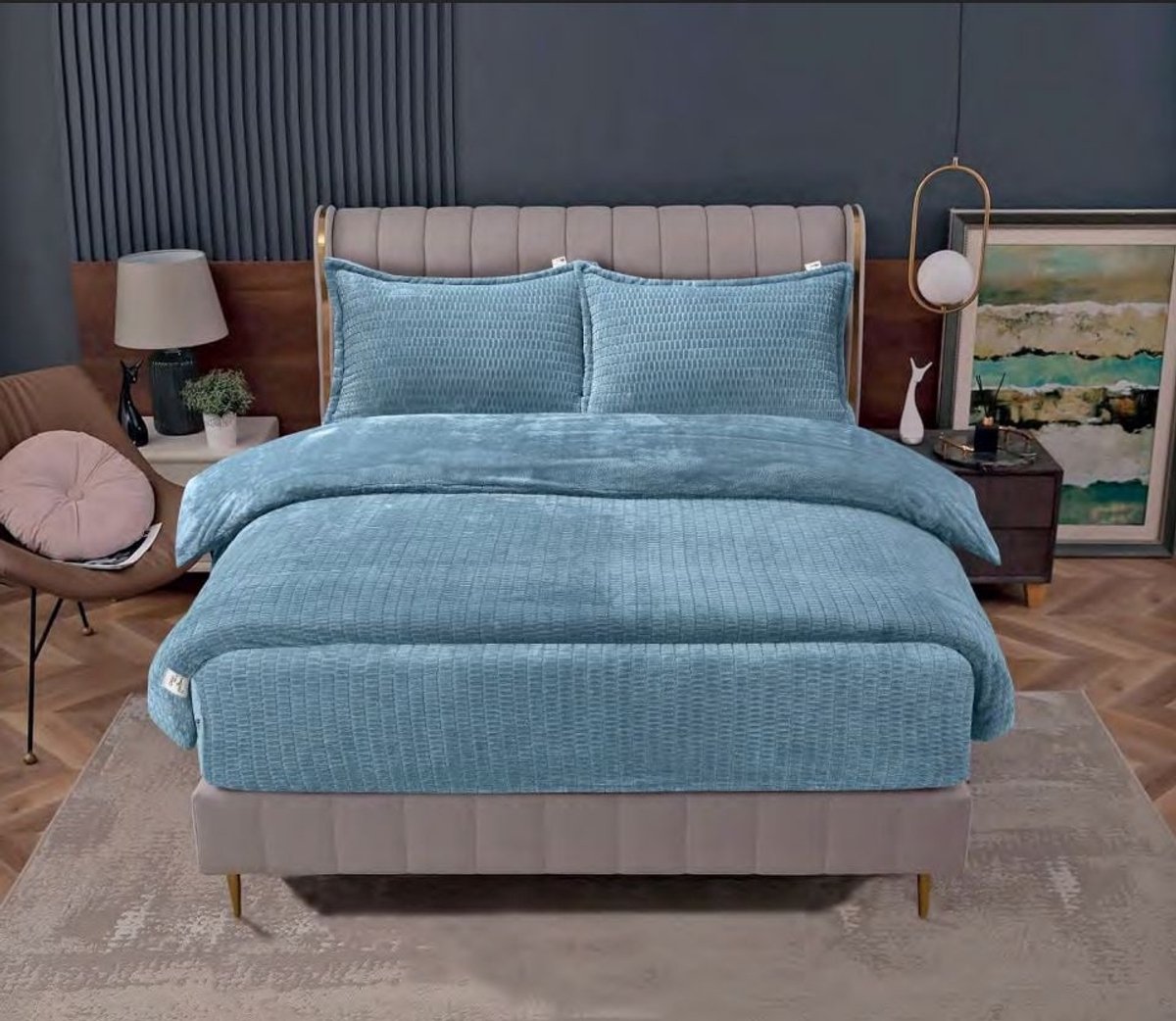 Beau Maison Sherpa Flanel Easy Dekbed - 240x220cm - Petrol