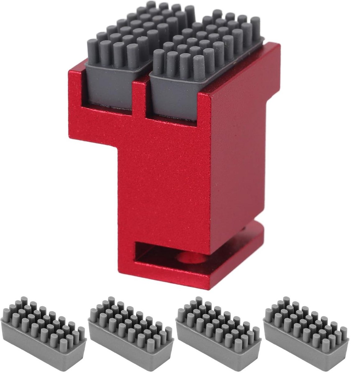 Mondstukborstel 3D-printer - Nozzle cleaner wisser - 3D-printer onderhoud - Hittebestendig aluminium en siliconen - 4 extra borstels - Zwart