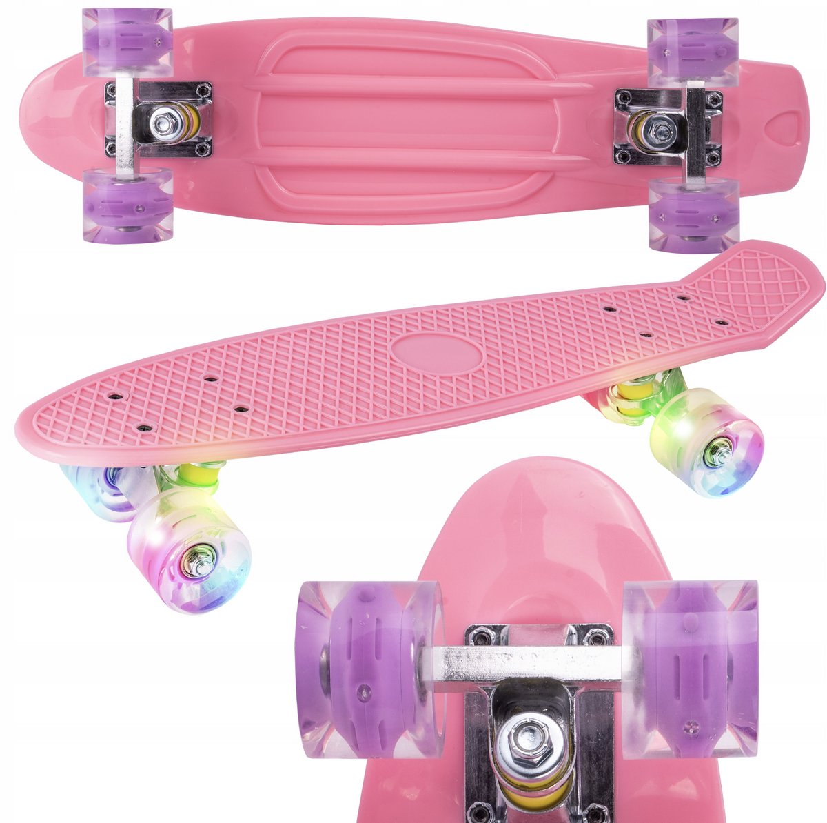Playos® Pennyboard met LED Wielen Lichtroze