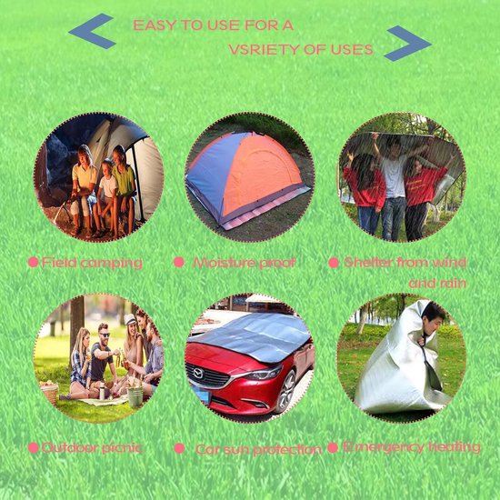 Isolatiemat Aluminiumfolie - Slaapmat Schuim - Kamperen en Picknicken - Dubbelzijdig Aluminiumfolie - 200x150 cm - Zilverwit — afbeelding 3