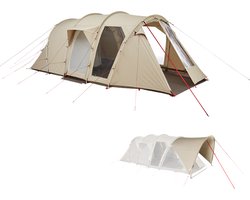NOMAD® Dogon 4 (+2) Familietent met Porch | Bundelset | Topkwaliteit | 20,4 M2 | Ademend Doek | Extra Hoog | 4 personen