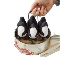 Eierkoker - eieropslag - combinatie eierhouder - drie-in-één container voor het koken, bewaren en vasthouden van eieren - kan zachtgekookte eieren of hardgekookte eieren maken - kan 6 eieren bevatten - handig voor koken en koelen.