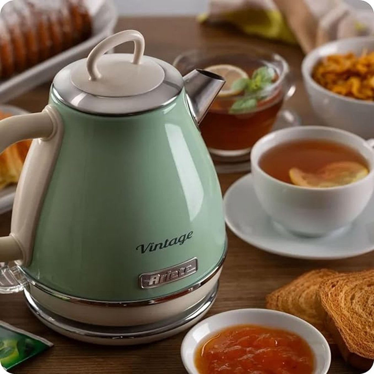 Ariete 2868/04 - Vintage waterkoker - 1 liter inhoud - 1630 Watt - draadloos - Groen — afbeelding 3