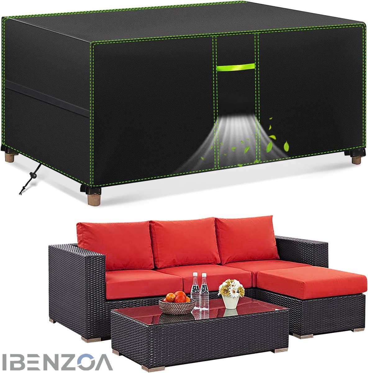 Ibenzoa Tuinmeubelhoes - Waterdicht - 230x165x70 cm - Polyester Zwart