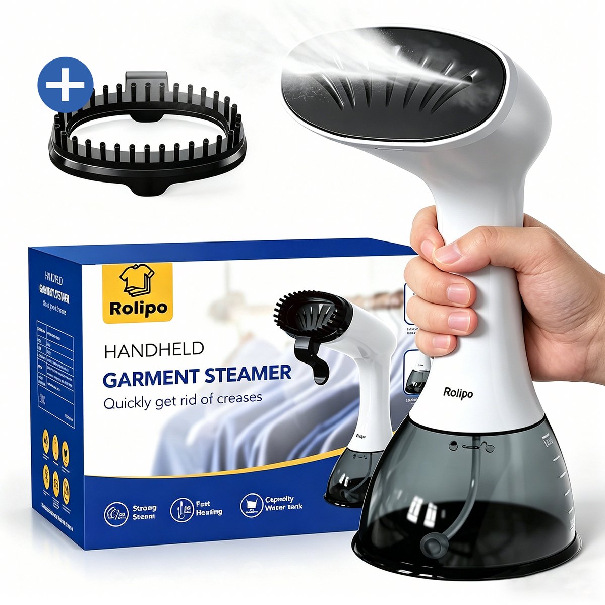 Rolipo Kledingstomer - Handstomer kleding - Stoomapparaat - Meubels - 400ml - 1640W - Wit