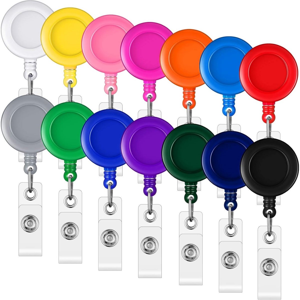 EXCITAT Uittrekbare Badgehouders - Uitrolbare Keycord - Intrekbare Sleutelhangers Sleutelkoord - Clip Trekkoord Kaarthouder - Intrekbare sleutelriem - Afrolmechanisme voor Badges,Sleutelsr - Broekclip ID Pasjeshouder - Lanyard - 14 stuks