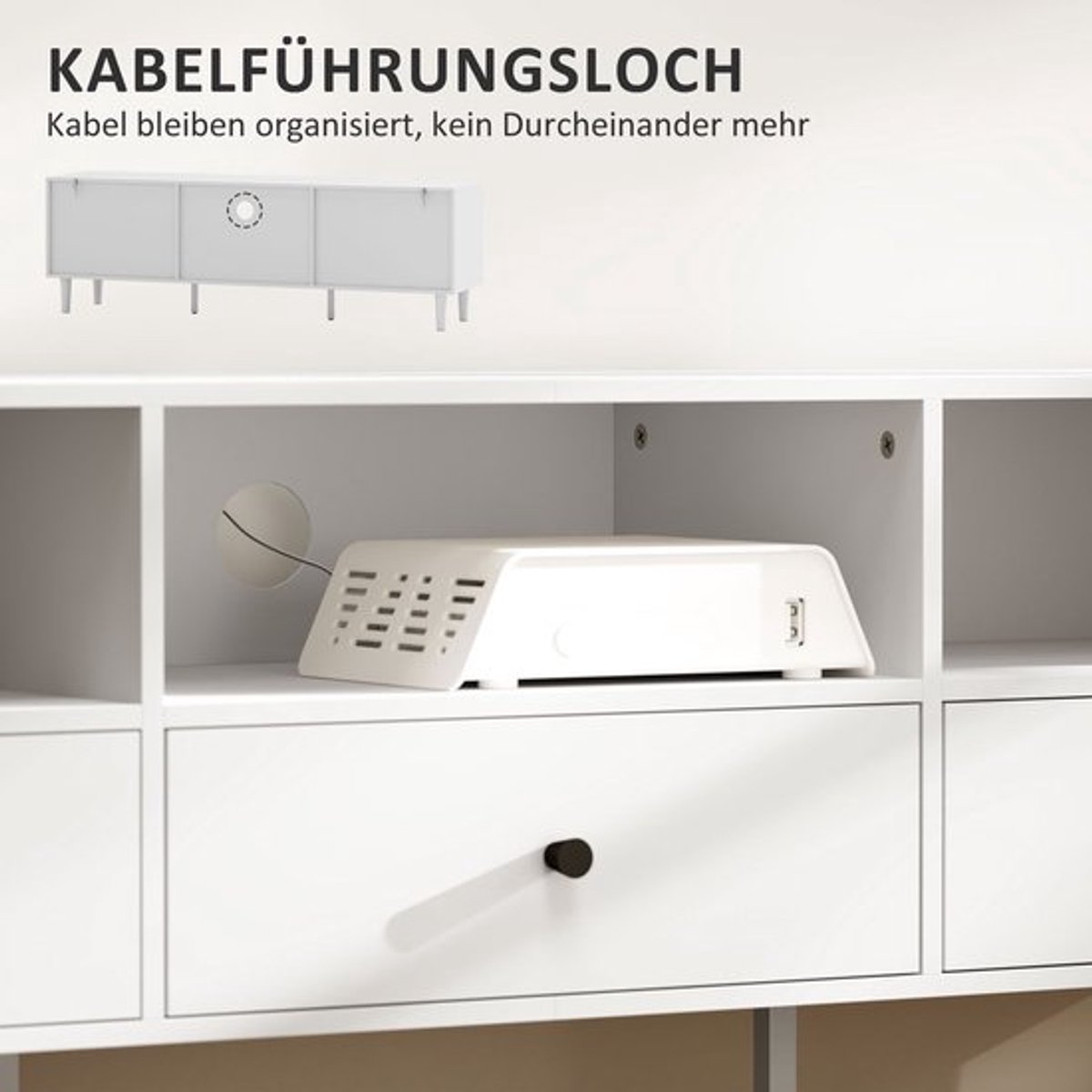Tv Meubel – TV Kast – TV Dressoir – Media Meubel – Woonkamerkast – Wit Chipboard – Geschik