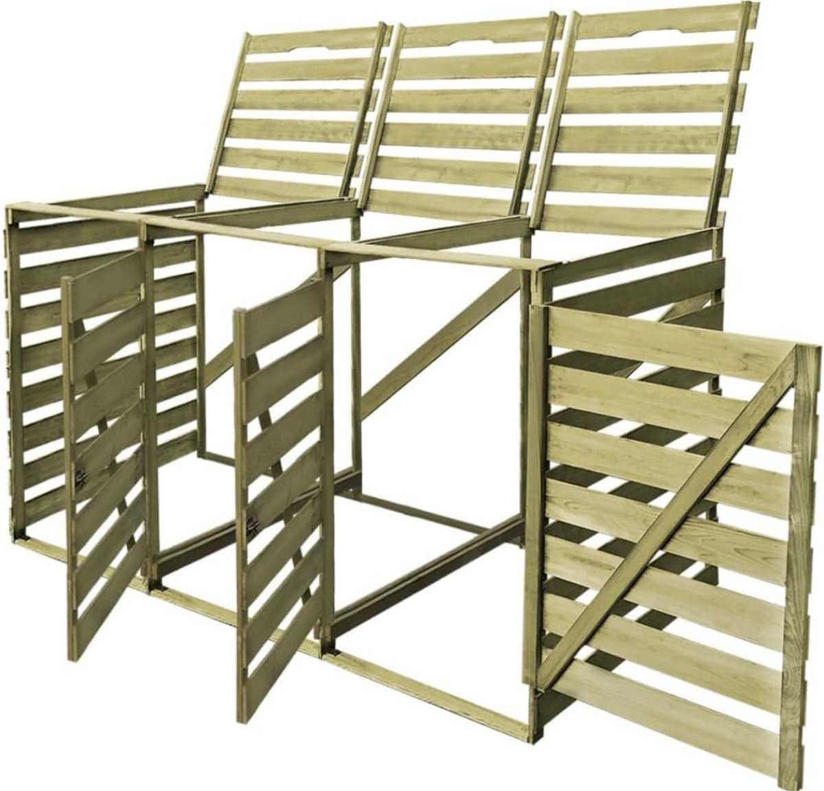 DD® Kliko Ombouw - Containerberging 240L - Kliko Ombouw voor 3 Kliko's - Hout - Groen - 219cm x 92cm x 120cm
