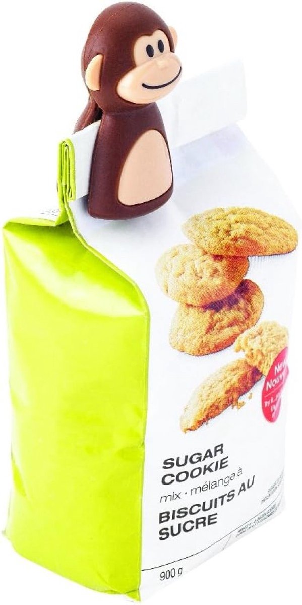 Monkey Bag Clips 2-delig - Bruin/Beige - Siliconen en Kunststof