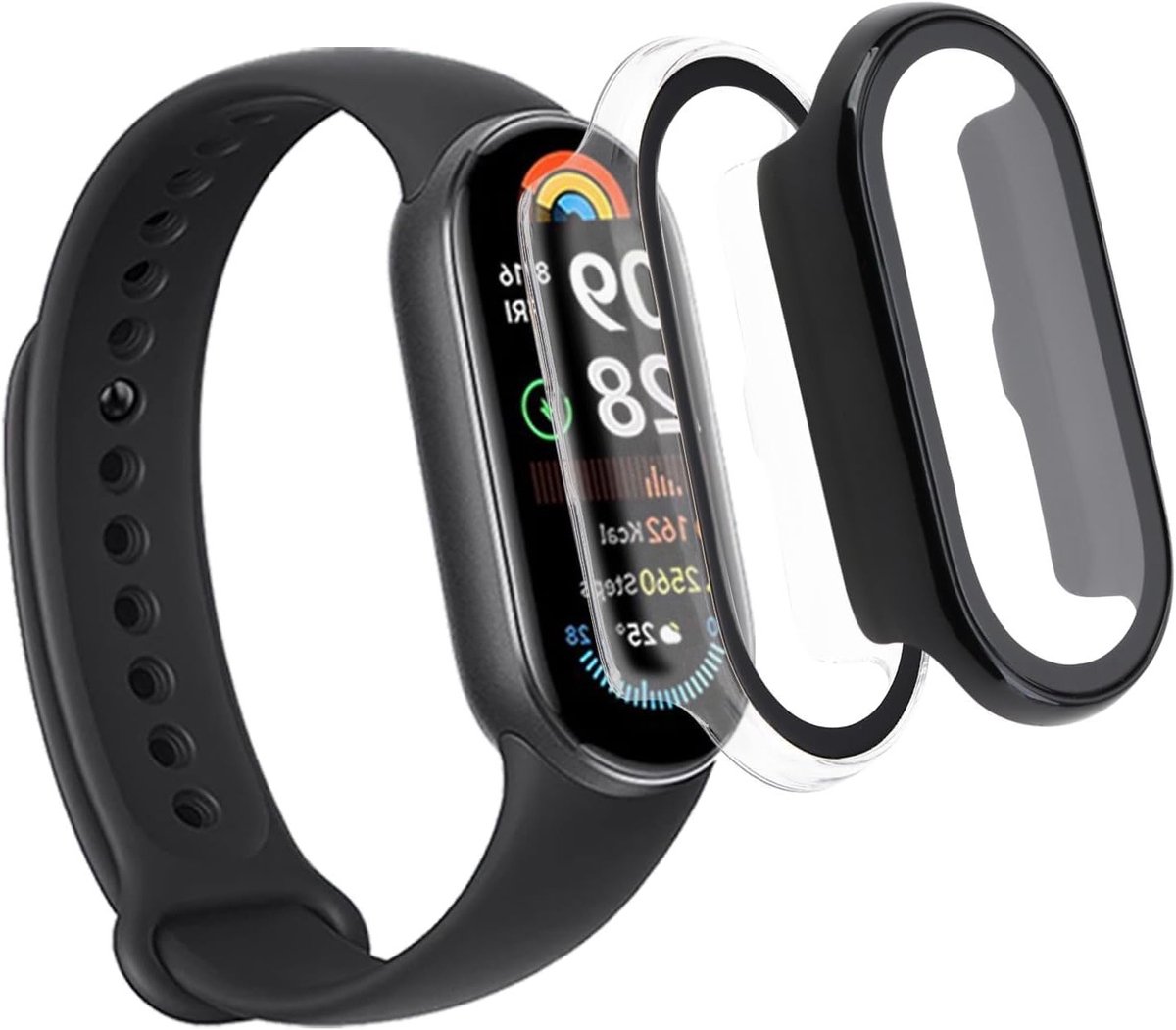 Set van 2 Beschermhoezen voor Smart Band 9 NFC met Schermbescherming, Dun en Schokbestendig, 360° Bescherming tegen Krassen en Stof