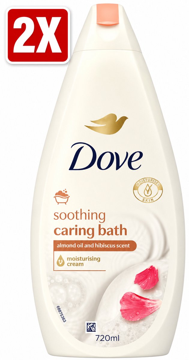 2 x Dove Bad - 720ml - soothing almond oil and hibiscus scent