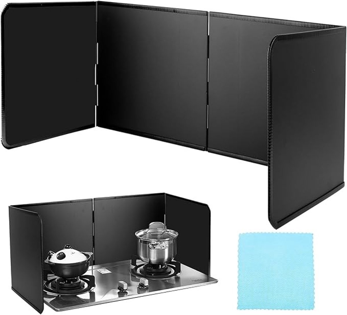 Opvouwbare spatbescherming voor keuken, 3-zijdig, 76x29x30 cm