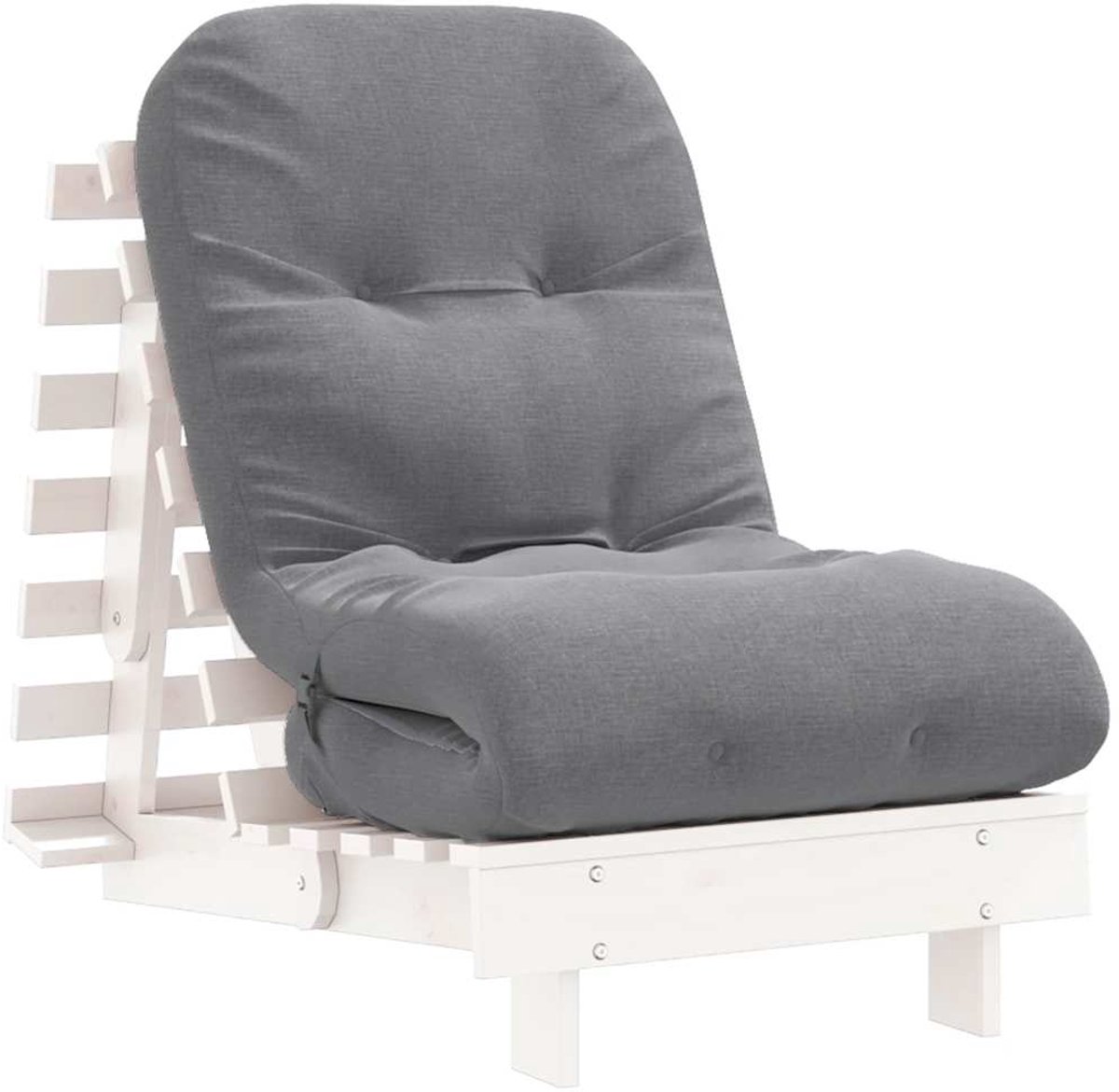 vidaXL Futon - slaapbank - met - matras - 60x206x11 - cm - massief - grenenhout - wit