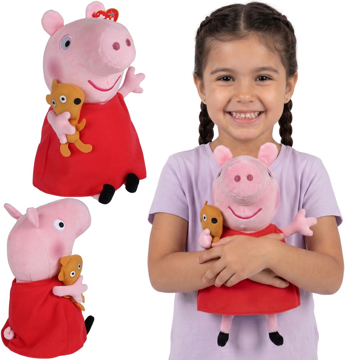 TY Peppa Pig Pluche Mascotte, knuffel BEANIE BUDDY, sensorisch speelgoed 28 cm