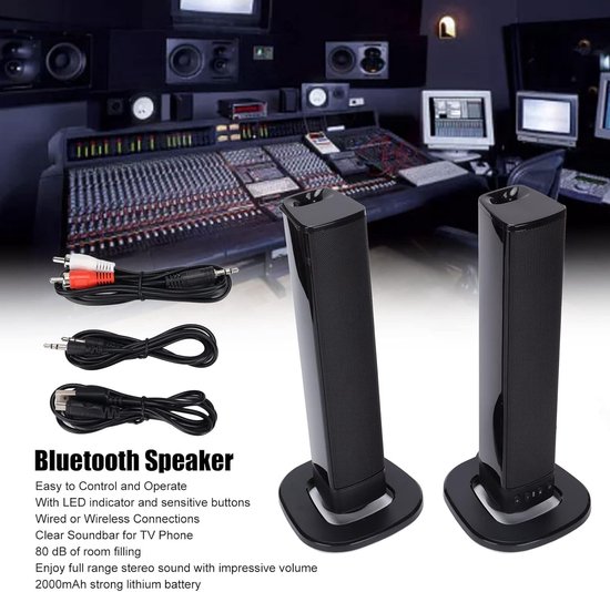 Draagbare Geluidset - Afneembare Speakers - Home Cinema - Dubbele Subwoofers - 40 cm Lengte - Zwart — afbeelding 3