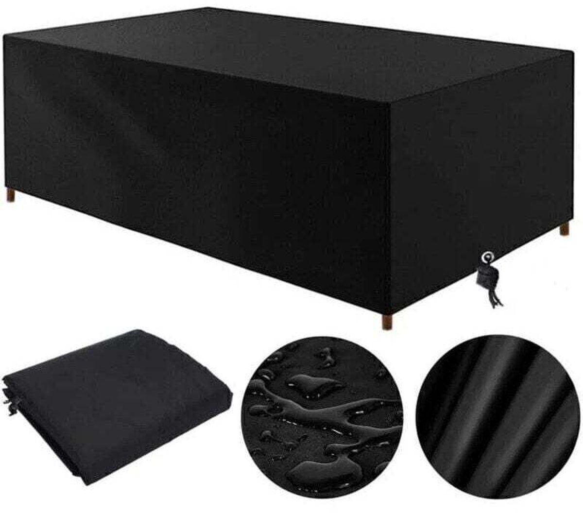 (Zwart) Tuinmeubelhoes voor buiten, 210 x 110 x 70 cm, Oxford-stof, waterdicht, winddicht en UV-bestendig, rechthoekige tuinmeubelhoes.
