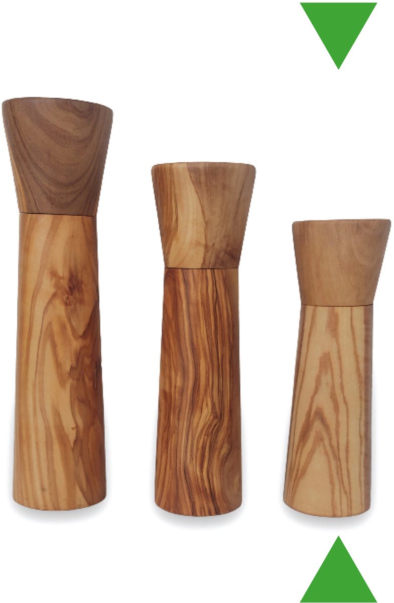 Rizes Wood - Pure Olive Wood - olijfhouten Peper- of zoutmolen - Modern - Olijfhout - Peper - Zout - 17 cm - Cadeautip - Duurzaam!