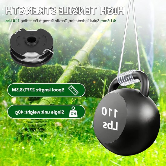 Set van 6 Graskanttrimmer Spoelen met Diameter 1.6 mm en Lengte 8.3 m Geschikt voor Trimmers, Tuinonderhoud en Grasonderhoud — afbeelding 3