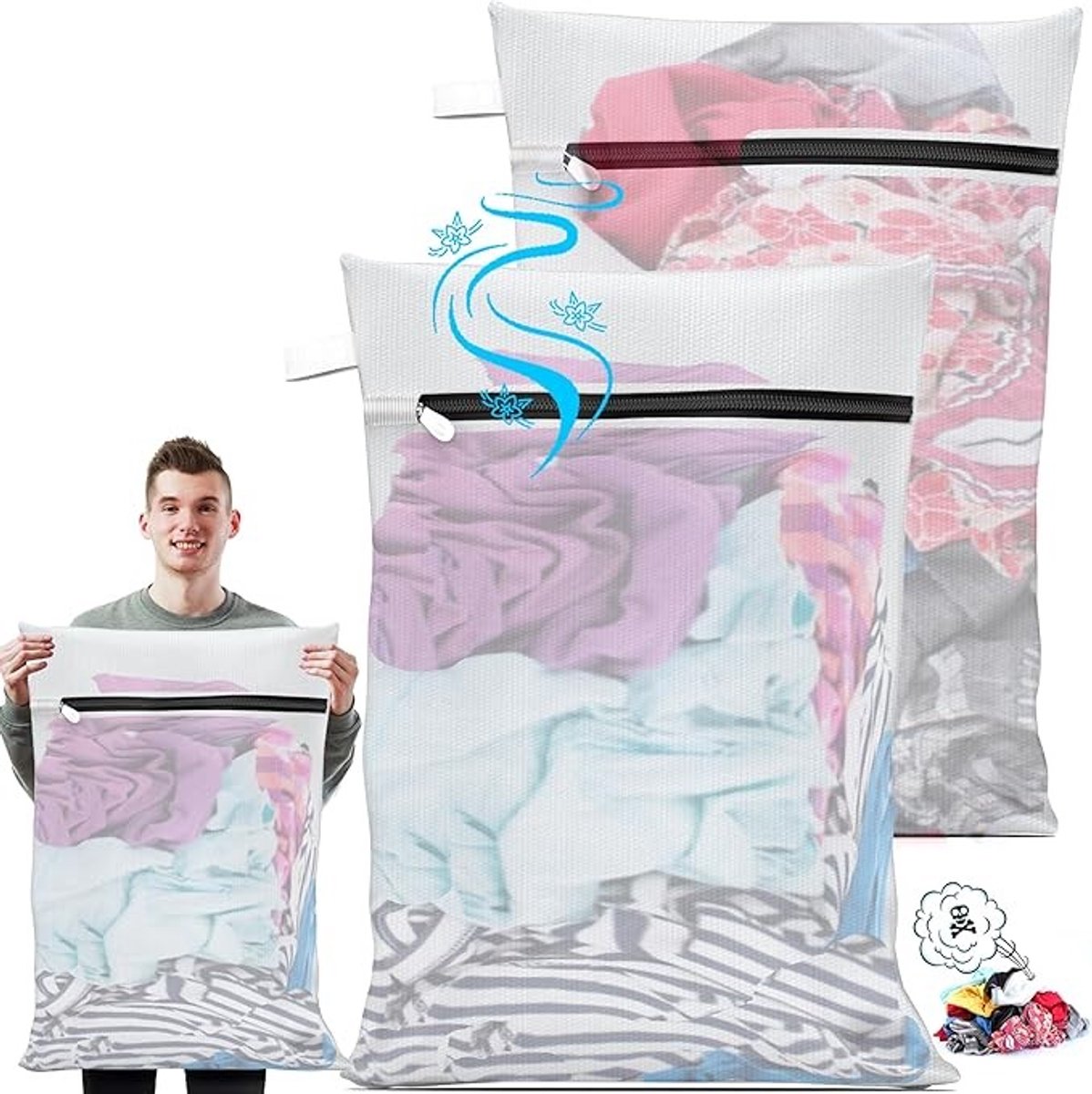 Set van 2 Grote Waszakken 60x90 cm - Herbruikbare Wasnetten voor Wasmachine