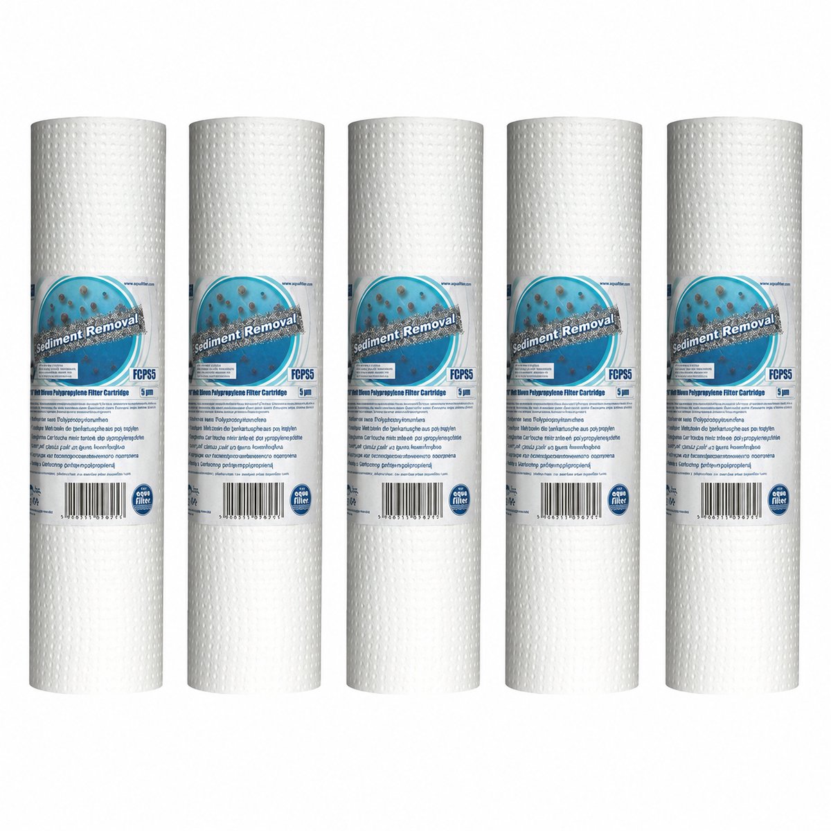 Aquafilter 5 stuks !! Sedimentfilter 20 micron van 100% pure polypropyleen voor 10" filterhuis