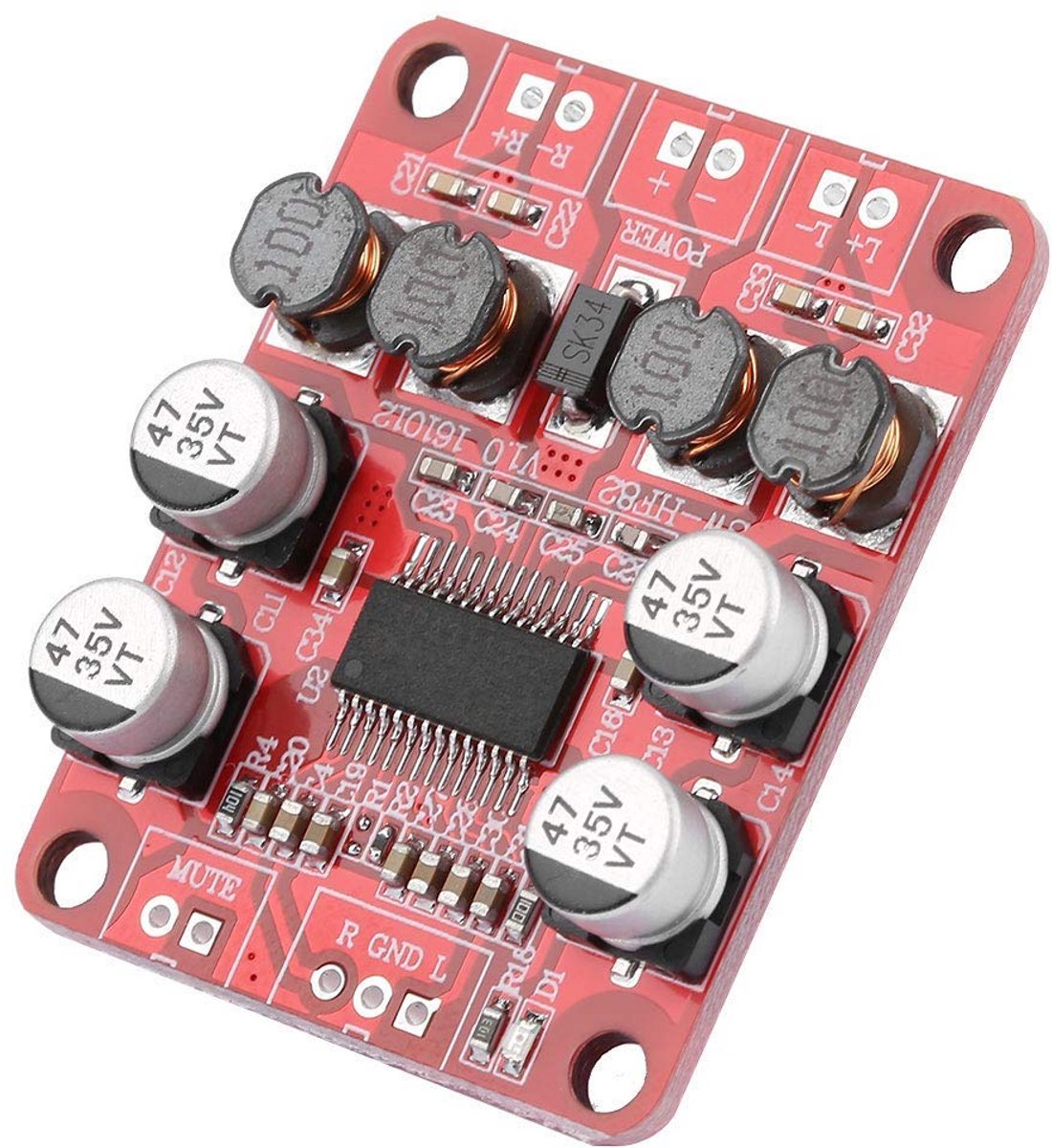 Mini Stereo Audio Versterker Module met Bass en Treble Controle voor Passieve Luidsprekers