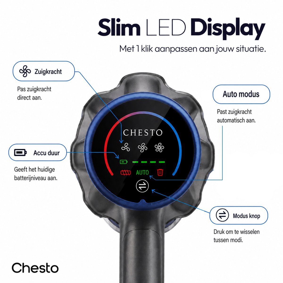 Chesto T1 Steelstofzuiger Draadloos 300W - 35.000 Pa - afbeelding 3