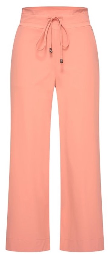 Perzikkleurige broek met rechte pijpen en een trekkoord.