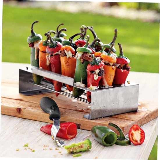 Grillrek - Barbecue Rek - Chili Grillen - Roestvrij Staal - 24.8 x 12 x 5.1 cm - Zilver — afbeelding 3