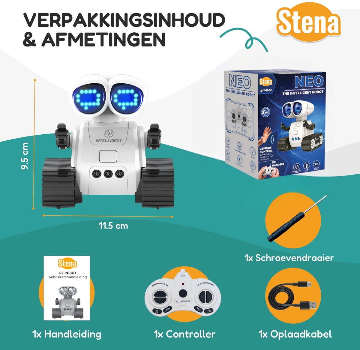 Intelligente Robot - Interactief STEM Speelgoed - Bestuurbaar met Controller en met Handgebaren - LED Ogen - Walkie Talkie - Muziek - Jongens - Oplaadbaar — afbeelding 9