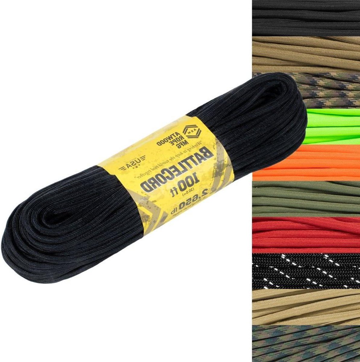 Paracord Touw - BattleCord Koord - Outdoor Activiteiten - Ultra Sterk Taai - 30.48 Meter - Woodland Camo