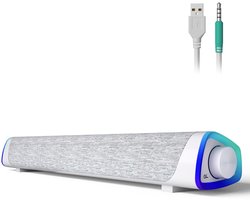 GELLDG PC-luidspreker - 415x78x68mm - 3D Surround Sound Luidspreker met Verborgen Design en Eénknopsbediening - Geschikt voor Desktop en Laptop - Kunststof - USB-aangedreven Computer Speakerset