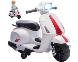 ECTEATOY® Elektrische Kinderscooter - Retro Motor voor Kinderen 2-4 Jaar - 6V Accu - Met Zijwieltjes, Koplamp - Toeter - Wit