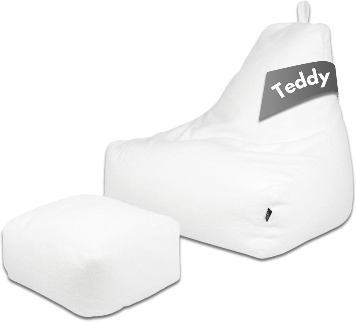 Zitzak met voetenbank - Loungestoel comfortabel - Ontspannen thuis - Zachte teddy stof - X