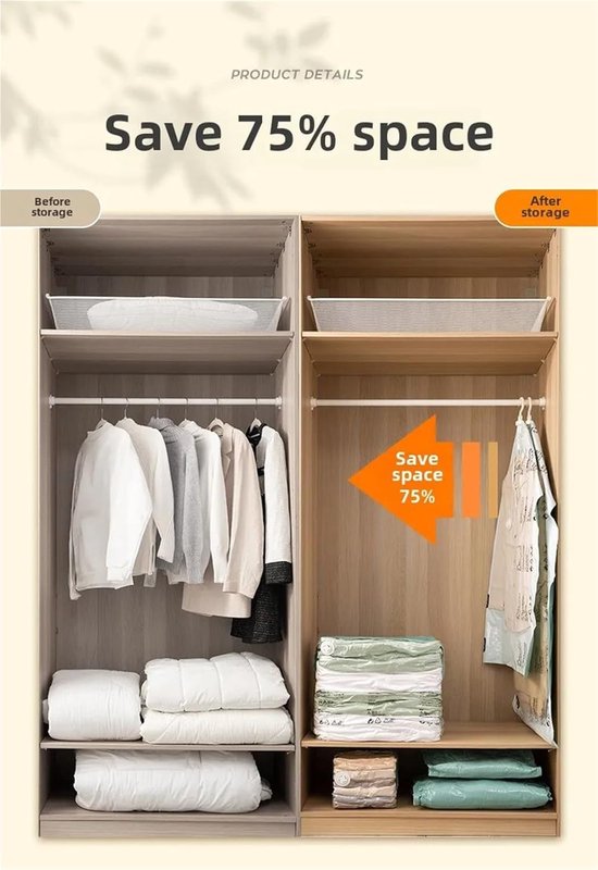 Vacuüm Opbergzakken - Compressie Tas - Kleding Opslag - Driedimensionaal Ontwerp - 80x100x38cm — afbeelding 3