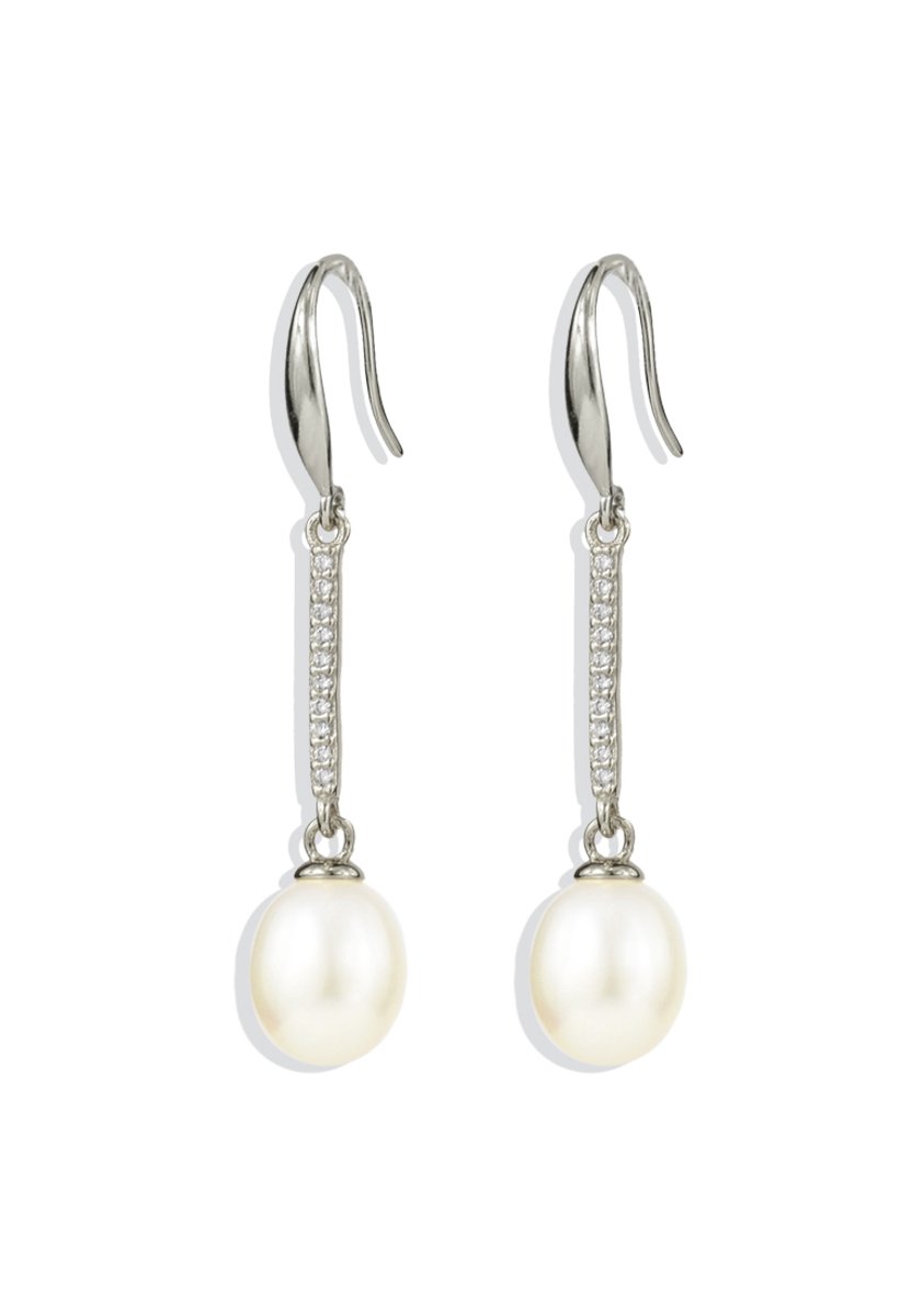 PROUD PEARLS® Gouden lange oorhangers met parels en zirkonia