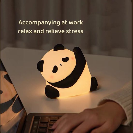 Kungfu Panda Nachtlamp - Schattige LED Kinderlamp van Siliconen - Oplaadbaar Bedlampje met Warm Licht - Nachtlampje voor Kinderkamer & Babykamer — afbeelding 5
