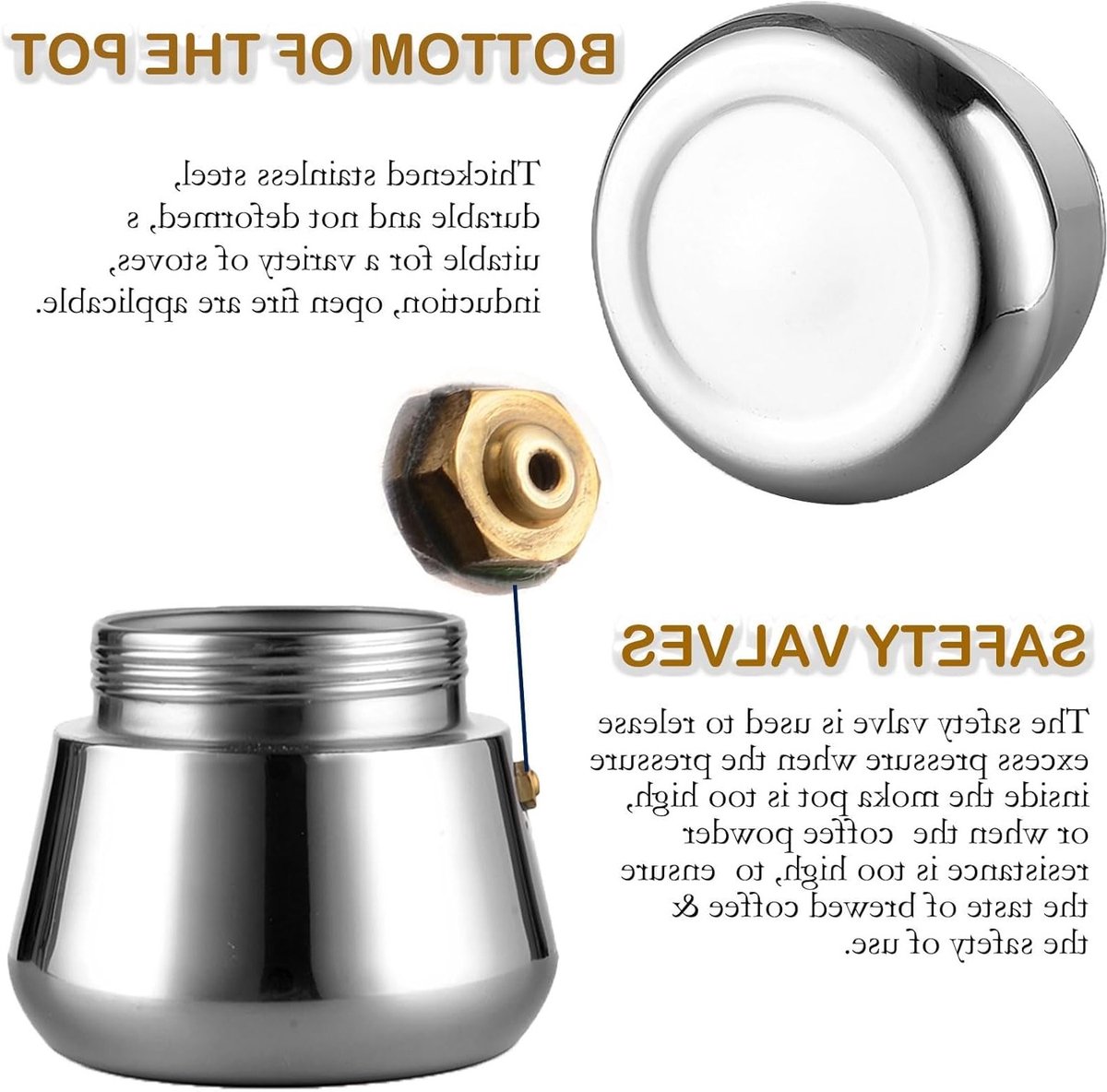 Espresso Moka Pot van RVS, Percolator voor Koffie, Geschikt voor Alle Hobs, Capaciteit 450 ml, Ideaal voor Thuis en Kamperen