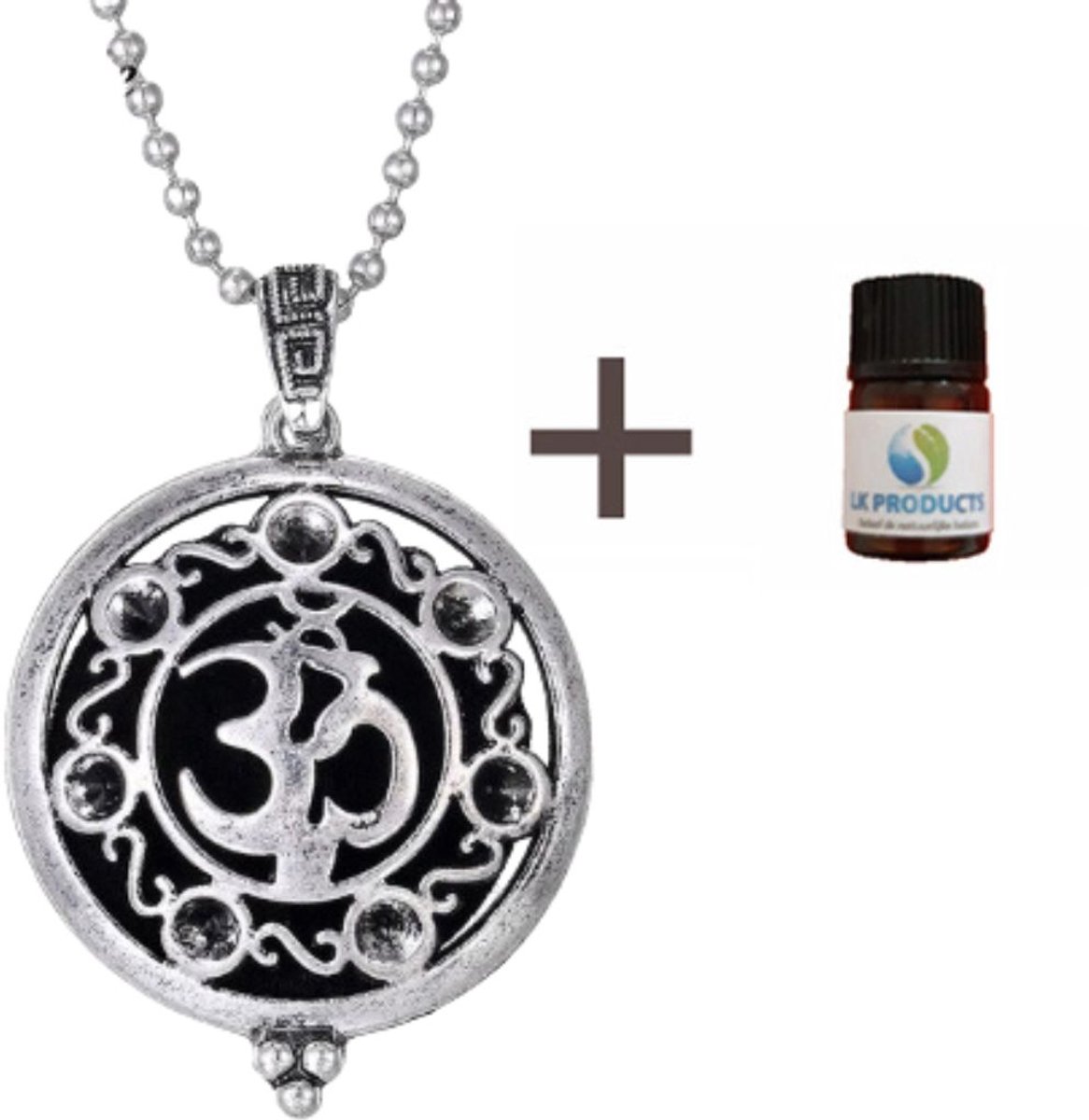 Reiki Geurketting - Geurverspreider - Etherische Olie - Zilverkleur - Rond-Ovaal