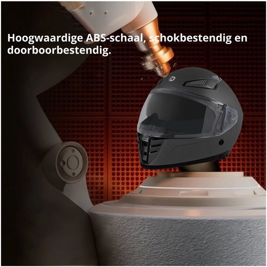Matzwarte integraalhelm met hoogwaardige ABS-schaal, schokbestendig en doorboorbestendig.