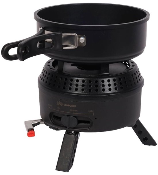 Campguru Hybrid Stove Set - Kooktoestel - Gas en elektrisch - Inclusief 3 pannen - Compact op te bergen — afbeelding 2