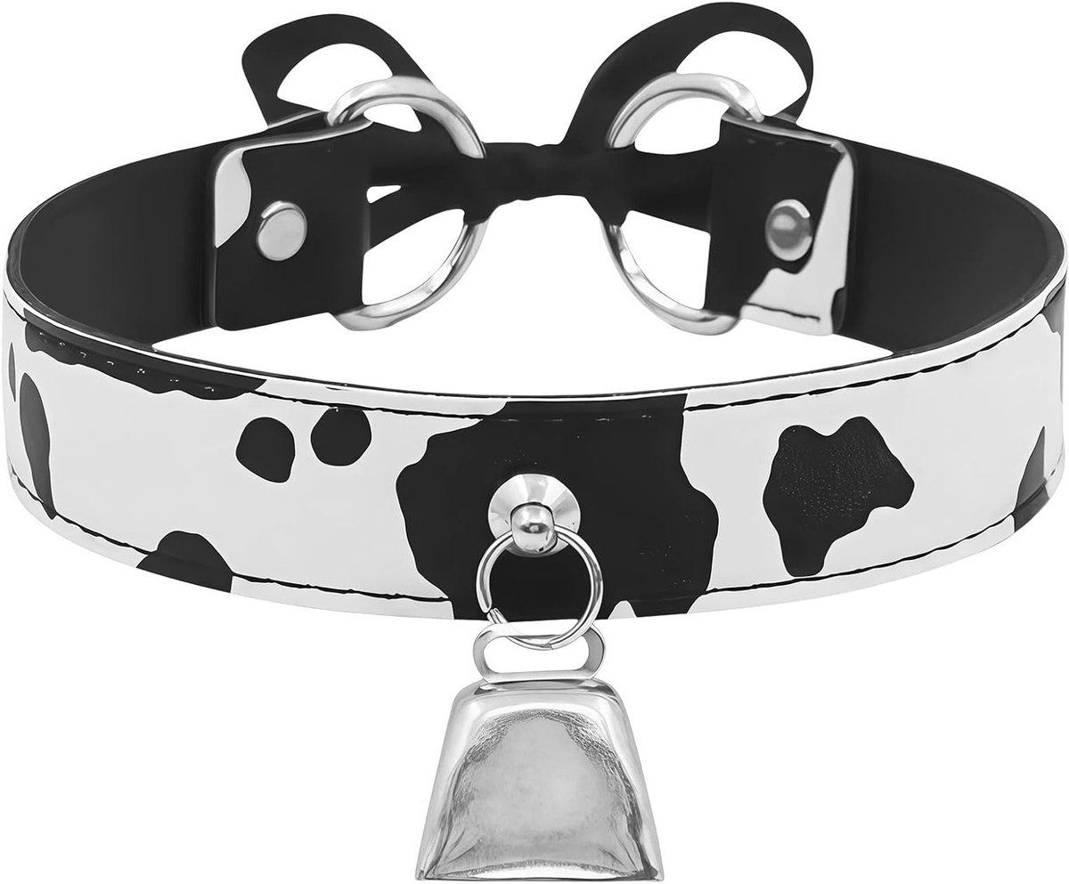 Dierenkostuum Accessoires voor Vrouwen - Verstelbare Kraag met Bel - Koeienprint Choker Ketting voor Carnaval, Halloween en Cosplay - Zacht Velvet en Faux Leer