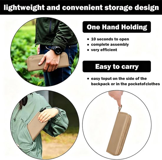 Kruk - Krukje - Opvouwbare Krukken - Campingkeuken - Draagbaar & Lichtgewicht Opvouwbaar Kruk voor Outdoor Activiteiten - Max. 150 kg Draagvermogen - Khaki — afbeelding 3