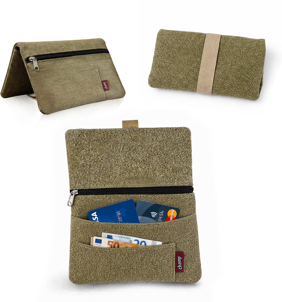Champ Shag Etui - Tabak Etui - Stoffen Tabakzakje - Meerdere Vakken - Unisex - Beige
