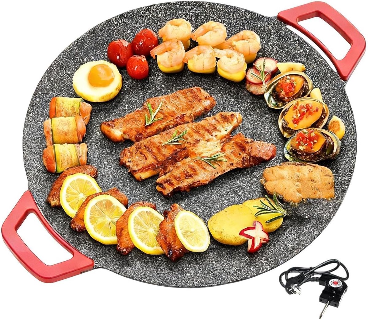 Elektrische Grillplaat - Bakplaat Frituurplaat - Buiten Koken - Anti-Aanbak Laag - 30 cm Diameter