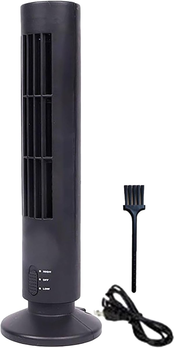 Torenventilator - Verticale ventilator - Ruimte koelen - Simuleert natuurlijke wind - 10.8 x 10.9 x 10.8 cm - Zwart