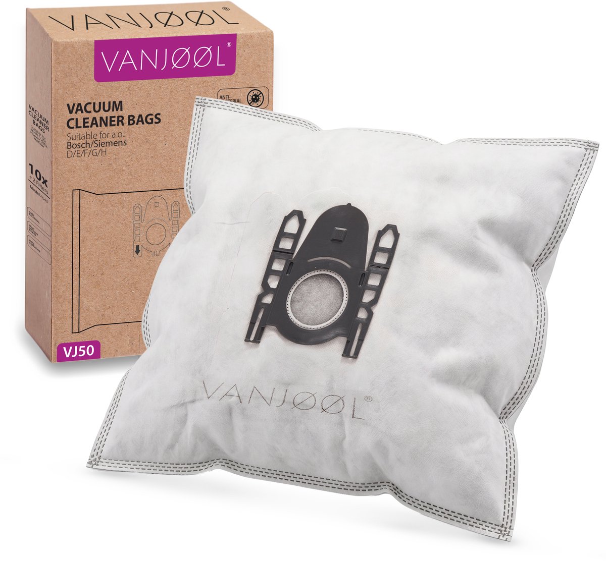 VANJOOL® Stofzuigerzakken Geschikt voor Bosch & Siemens Type D/E/F/G/H – BBZ41FGALL / SI52 / G ALL – 10 Stuks – PowerProtect Compatibel & Sterke Filtratie