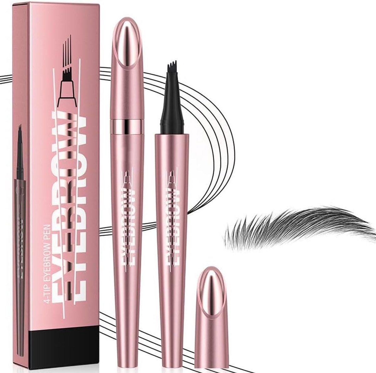 Wenkbrauwstift - Microblading Pen - Natuurlijke Wenkbrauwen - 4 Microvorkpunten - 13.5 x 3.1 cm - Zwart