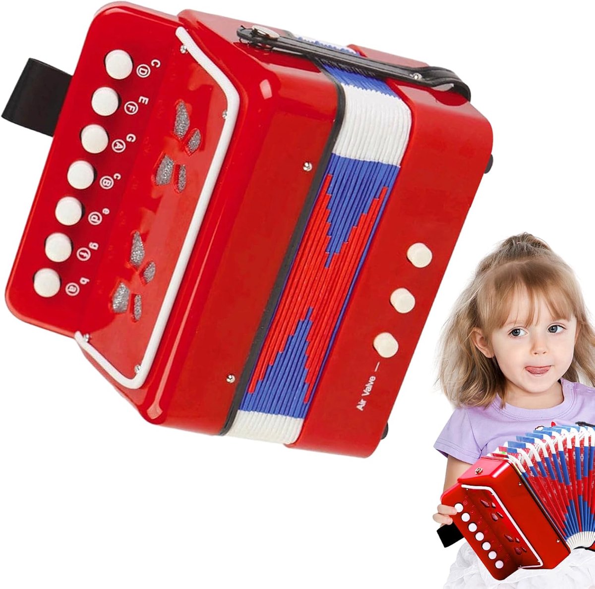 Kinder Accordeon Speelgoed - Muziekinstrument Kinderen - Muziek Leren Spelen - Zeven Knoppen Ontwerp